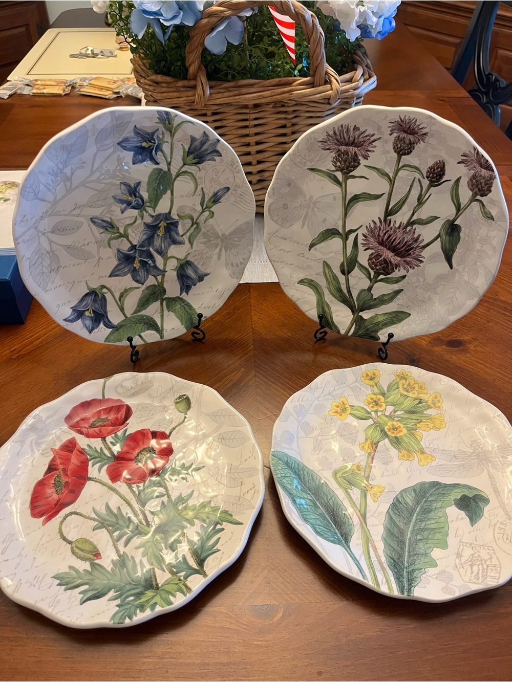 New in Box Pier One Botanical Floral Decorative Salad Plates - Set of 4 9”